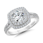 Cushion-Shaped Double-Halo Split Shank Engagement Ring — R1119W-SR