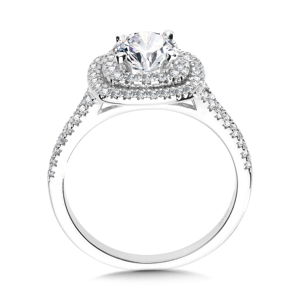 Cushion-Shaped Double-Halo Split Shank Engagement Ring — R1119W-SR