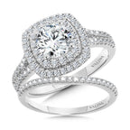 Cushion-Shaped Double-Halo Split Shank Engagement Ring — R1119W-SR