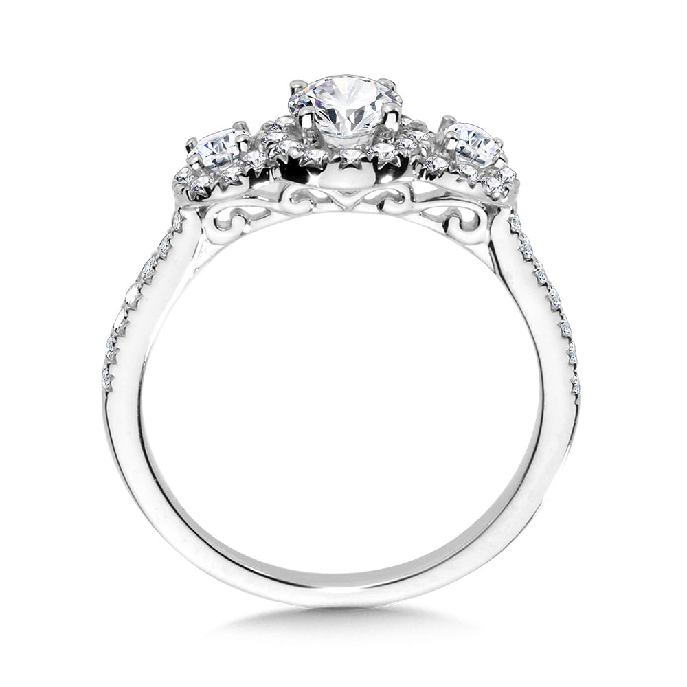 Round 3 Stone Halo Engagement Ring — R1120W-SR