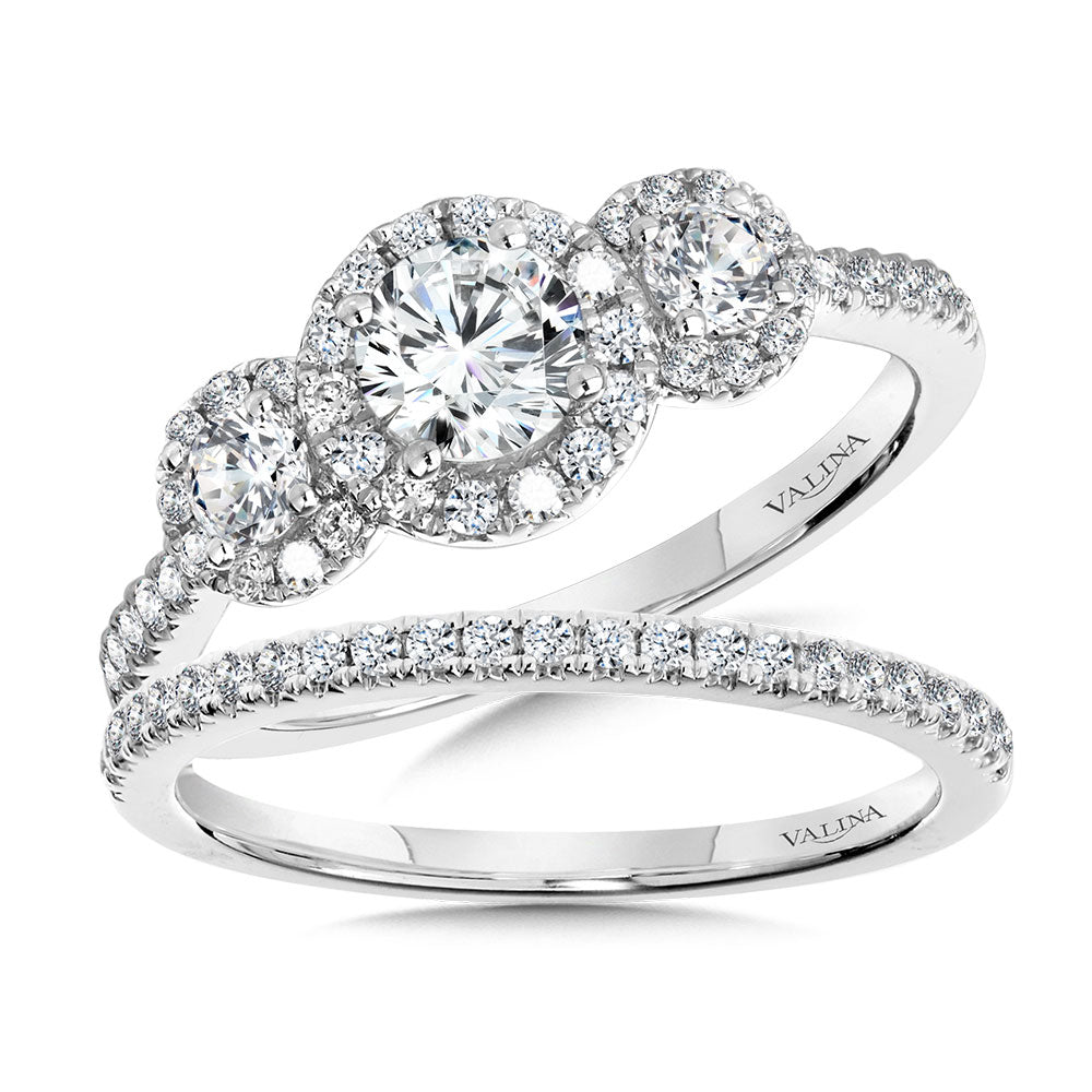 Round 3 Stone Halo Engagement Ring — R1120W-SR