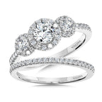 Round 3 Stone Halo Engagement Ring — R1120W-SR