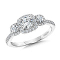 Round 3 Stone Halo Engagement Ring — R1121W-SR
