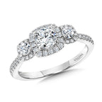 Round 3 Stone Halo Engagement Ring — R1121W-SR