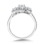 Round 3 Stone Halo Engagement Ring — R1121W-SR