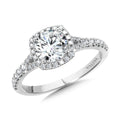 Cushion-Shaped Split Shank Halo Engagement Ring — R1123W-SR