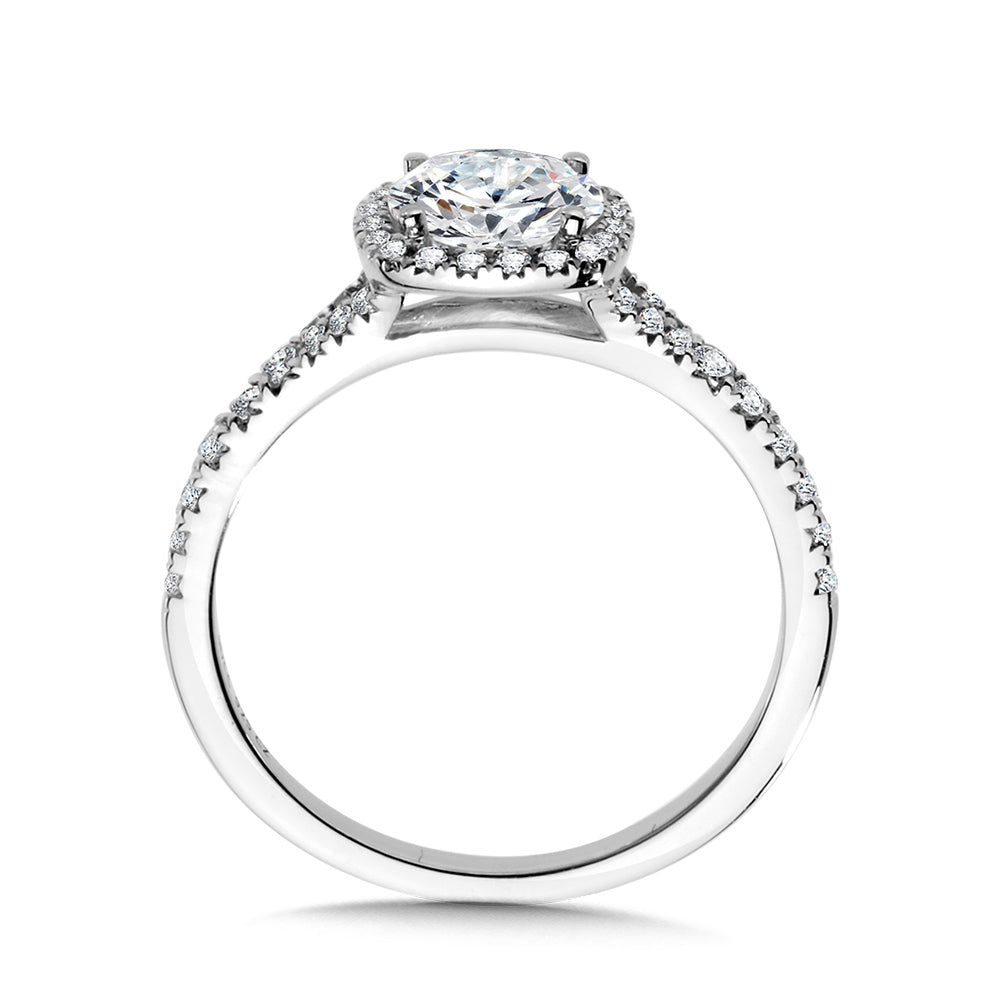 Cushion-Shaped Split Shank Halo Engagement Ring — R1123W-SR