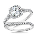 Cushion-Shaped Split Shank Halo Engagement Ring — R1123W-SR