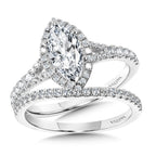 Marquise-Shaped Split Shank Halo Engagement Ring — R1124W-SR
