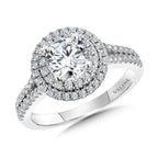 Round Double-Halo Split Shank Engagement Ring — R1125W-SR