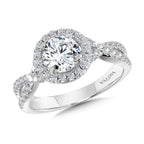 Crisscross Round Halo Engagement Ring — R1130W-SR