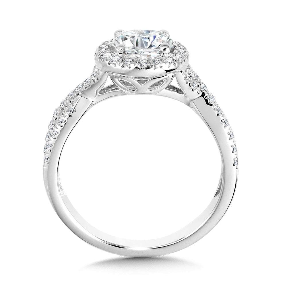 Crisscross Round Halo Engagement Ring — R1130W-SR