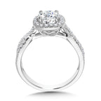 Crisscross Cushion-Shaped Halo Engagement Ring — R1131W-SR
