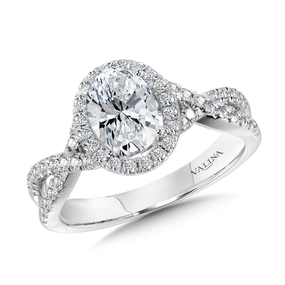 Crisscross Oval Halo Engagement Ring — R1132W-SR