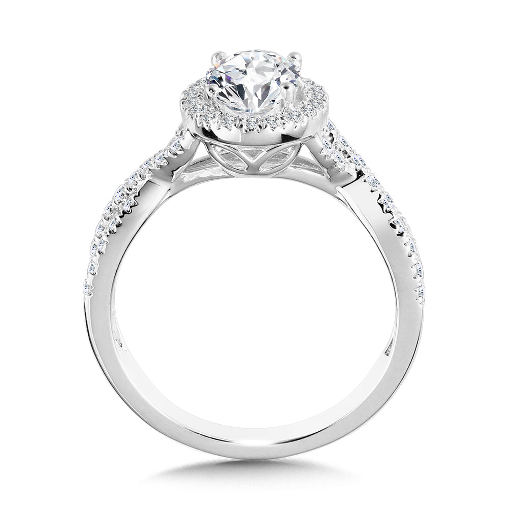 Crisscross Oval Halo Engagement Ring — R1132W-SR