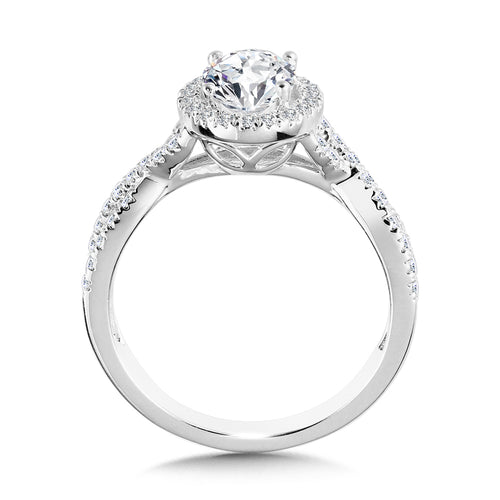 Crisscross Oval Halo Engagement Ring — R1132W-SR