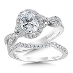 Crisscross Oval Halo Engagement Ring — R1132W-SR