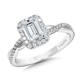 Crisscross Emerald-Shaped Halo Engagement Ring — R1133W-SR