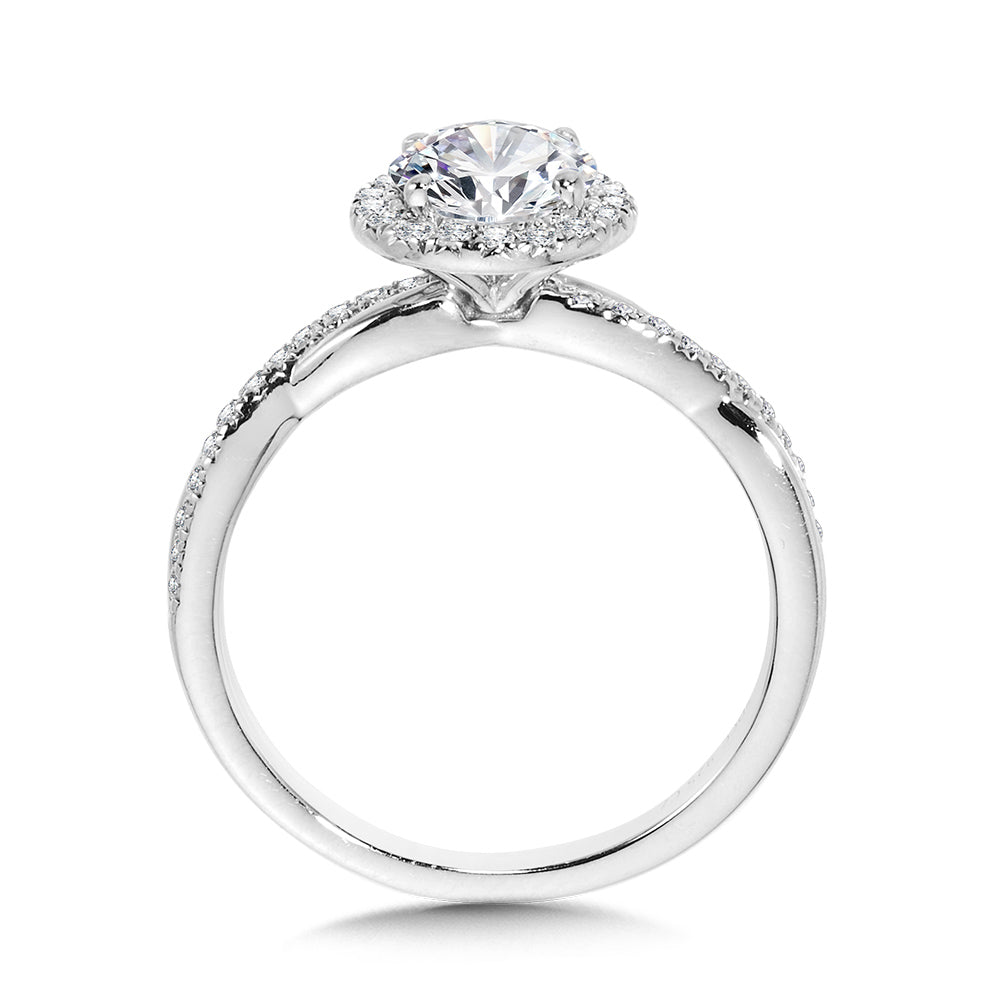 Crisscross Round Halo Engagement Ring — R1134W-SR
