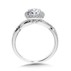 Crisscross Cushion-Shaped Halo Engagement Ring — R1135W-SR