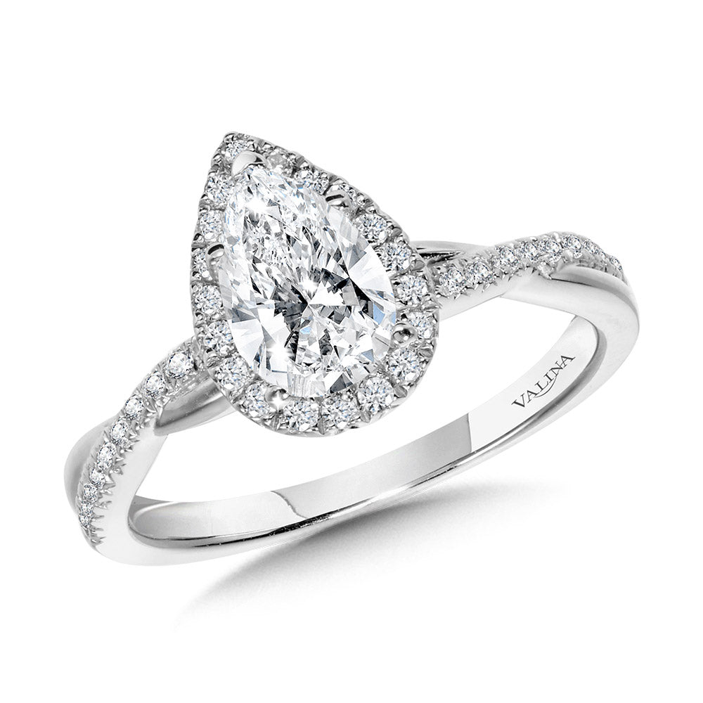 Crisscross Pear-Shaped Halo Engagement Ring — R1136W-SR
