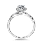 Crisscross Pear-Shaped Halo Engagement Ring — R1136W-SR