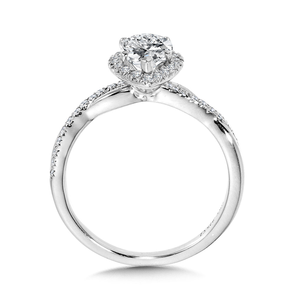 Crisscross Pear-Shaped Halo Engagement Ring — R1136W-SR