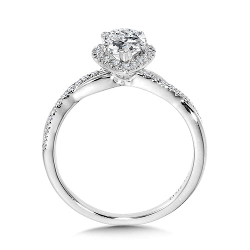 Crisscross Pear-Shaped Halo Engagement Ring — R1136W-SR