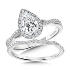 Crisscross Pear-Shaped Halo Engagement Ring — R1136W-SR