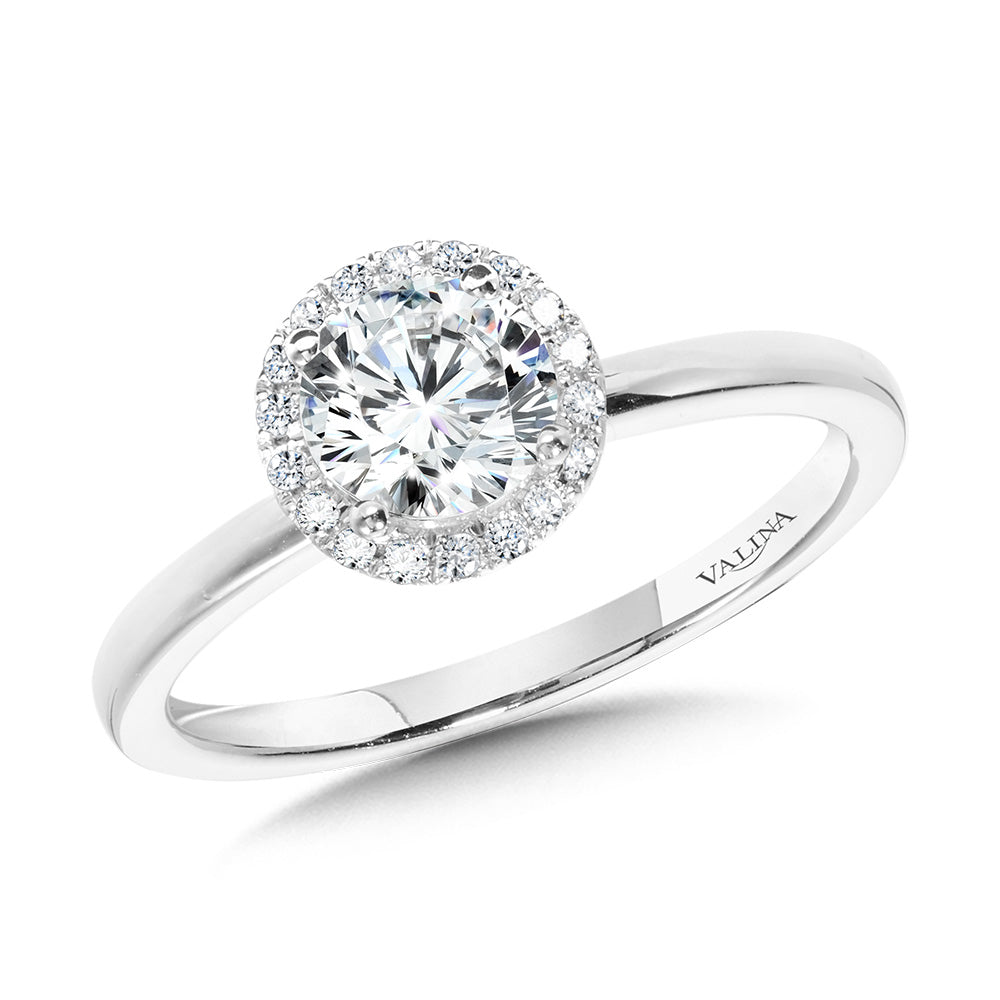 Classic Straight Halo Engagement Ring — R1139W-SR