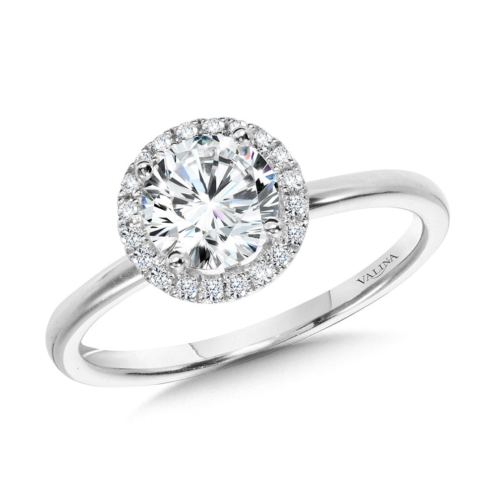 Classic Straight Halo Engagement Ring — R1140W-SR