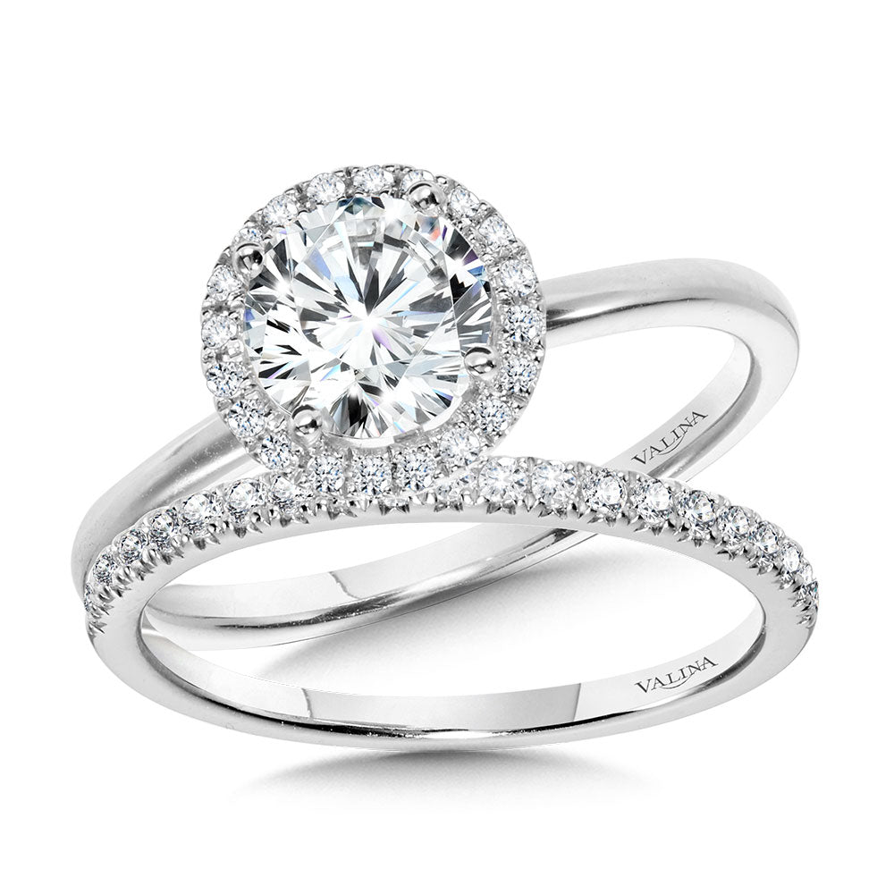 Classic Straight Halo Engagement Ring — R1140W-SR