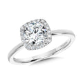 Classic Straight Cushion-Shaped Halo Engagement Ring — R1141W-SR