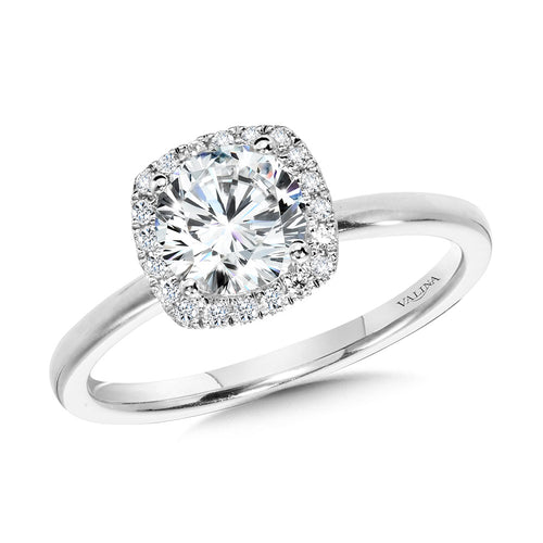 Classic Straight Cushion-Shaped Halo Engagement Ring — R1141W-SR