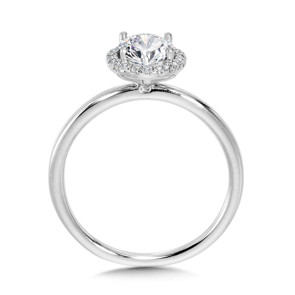 Classic Straight Oval Halo Engagement Ring — R1142W-SR