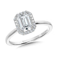 Classic Straight Emerald-Shaped Halo Engagement Ring — R1143W-SR