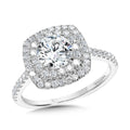 Straight Cushion-Shaped Double-Halo Engagement Ring — R1144W-SR