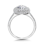 Straight Cushion-Shaped Double-Halo Engagement Ring — R1144W-SR