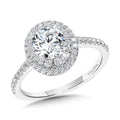 Straight Double-Halo Engagement Ring — R1145W-SR