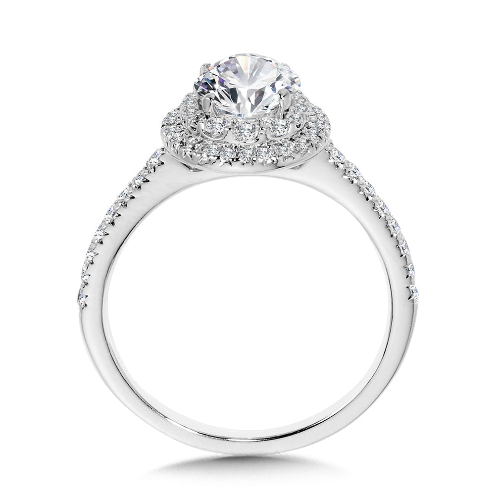 Straight Double-Halo Engagement Ring — R1145W-SR