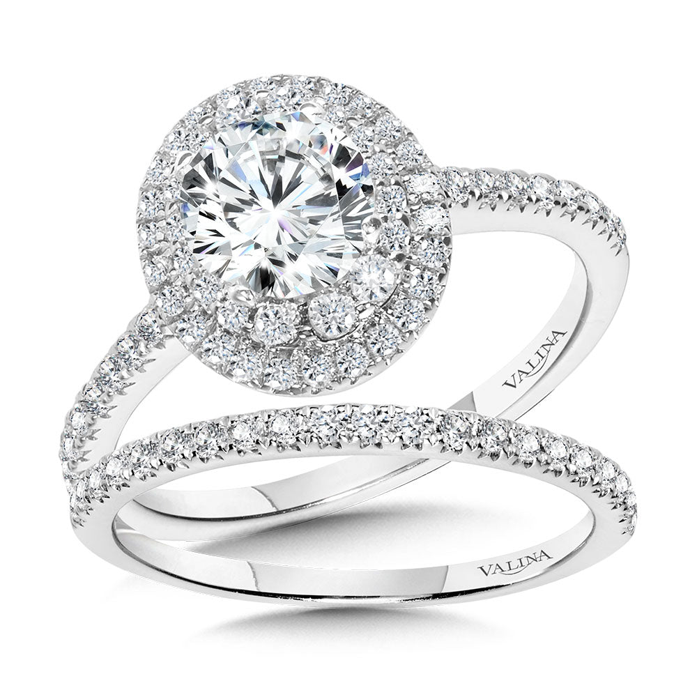 Straight Double-Halo Engagement Ring — R1145W-SR