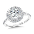Straight Double-Halo Engagement Ring — R1146W-SR