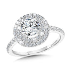 Straight Double-Halo Engagement Ring — R1146W-SR