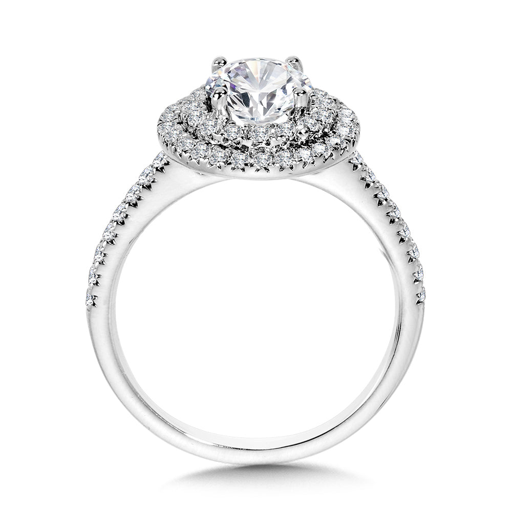 Straight Double-Halo Engagement Ring — R1146W-SR