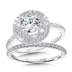 Straight Double-Halo Engagement Ring — R1146W-SR