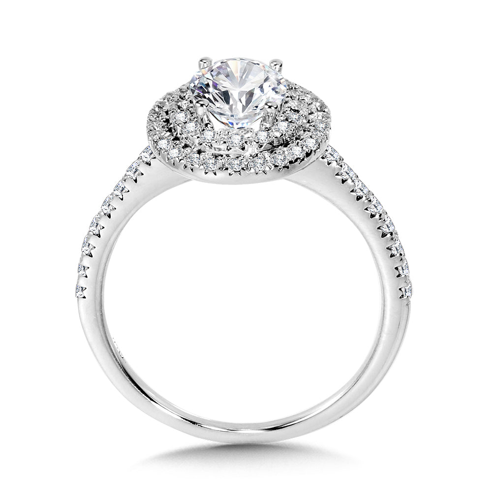 Straight Oval Double-Halo Engagement Ring — R1147W-SR