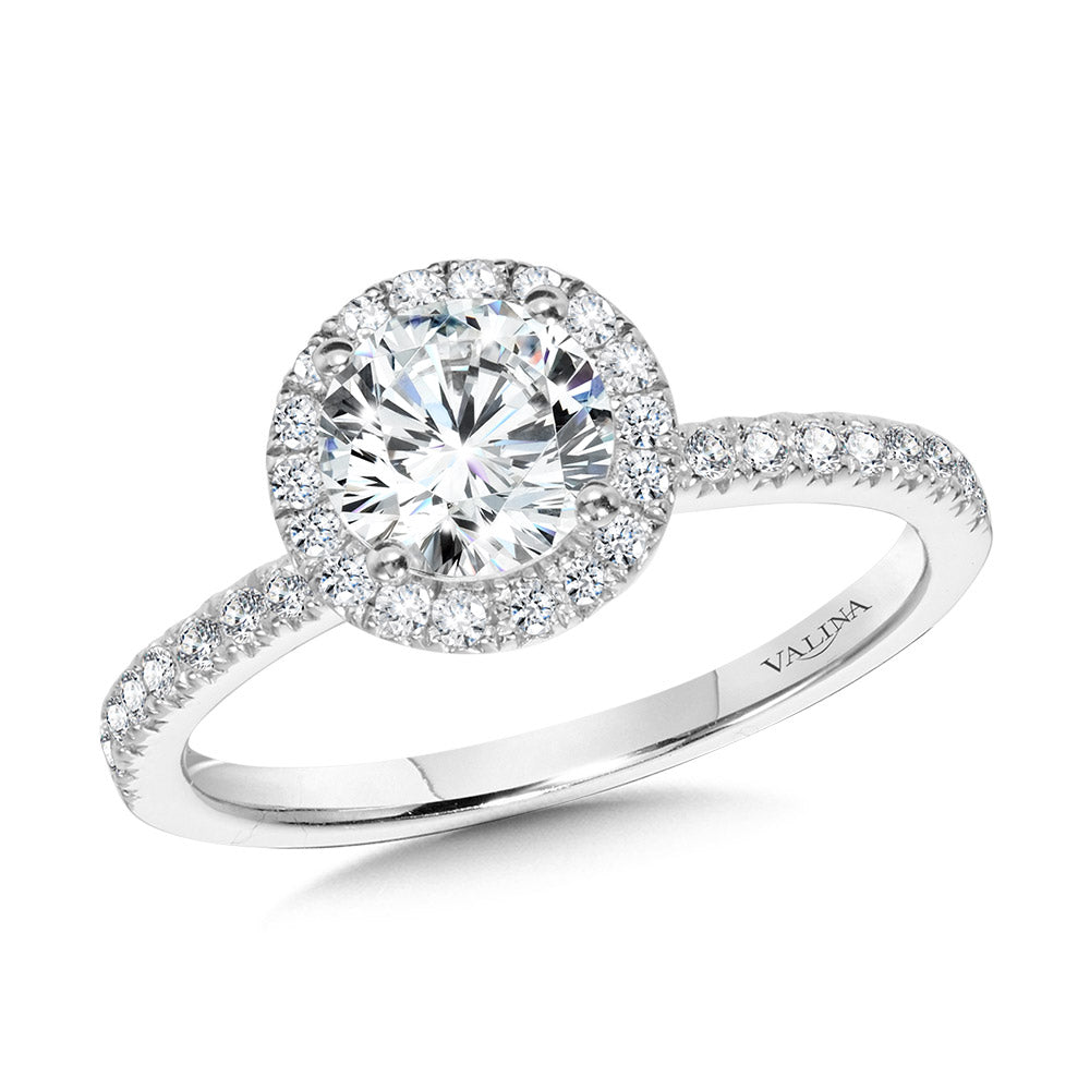 Classic Straight Halo Engagement Ring — R1148W-SR