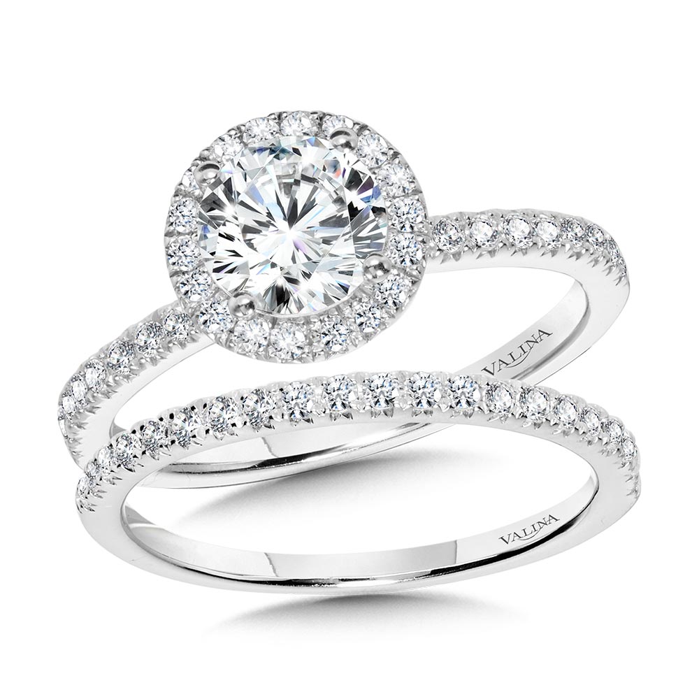 Classic Straight Halo Engagement Ring — R1148W-SR
