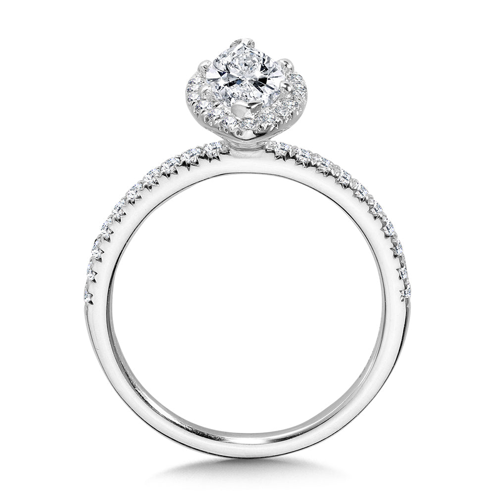 Classic Straight Marquise Halo Engagement Ring — R1149W-SR