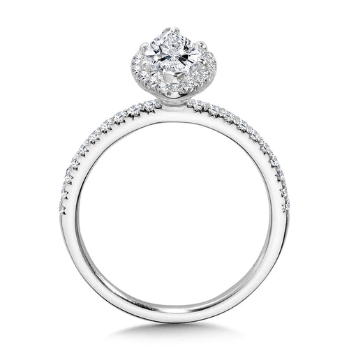 Classic Straight Marquise Halo Engagement Ring — R1149W-SR